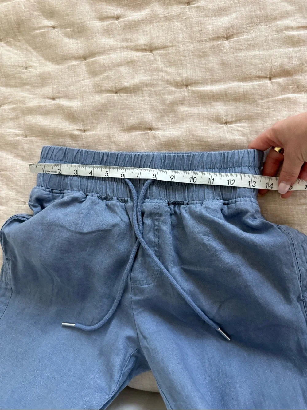 Quince Wide Leg Linen Pants Moonstone Blue Size XS 100% European Linen